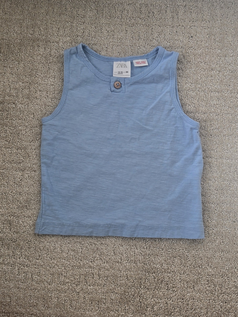 Zara Light Blue Kids Tank Top with Button Detail